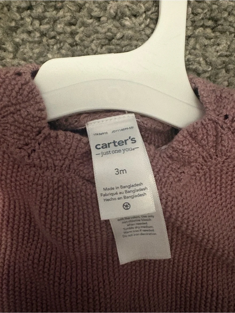 Carter's Mauve Knit Bodice Gingham Dress